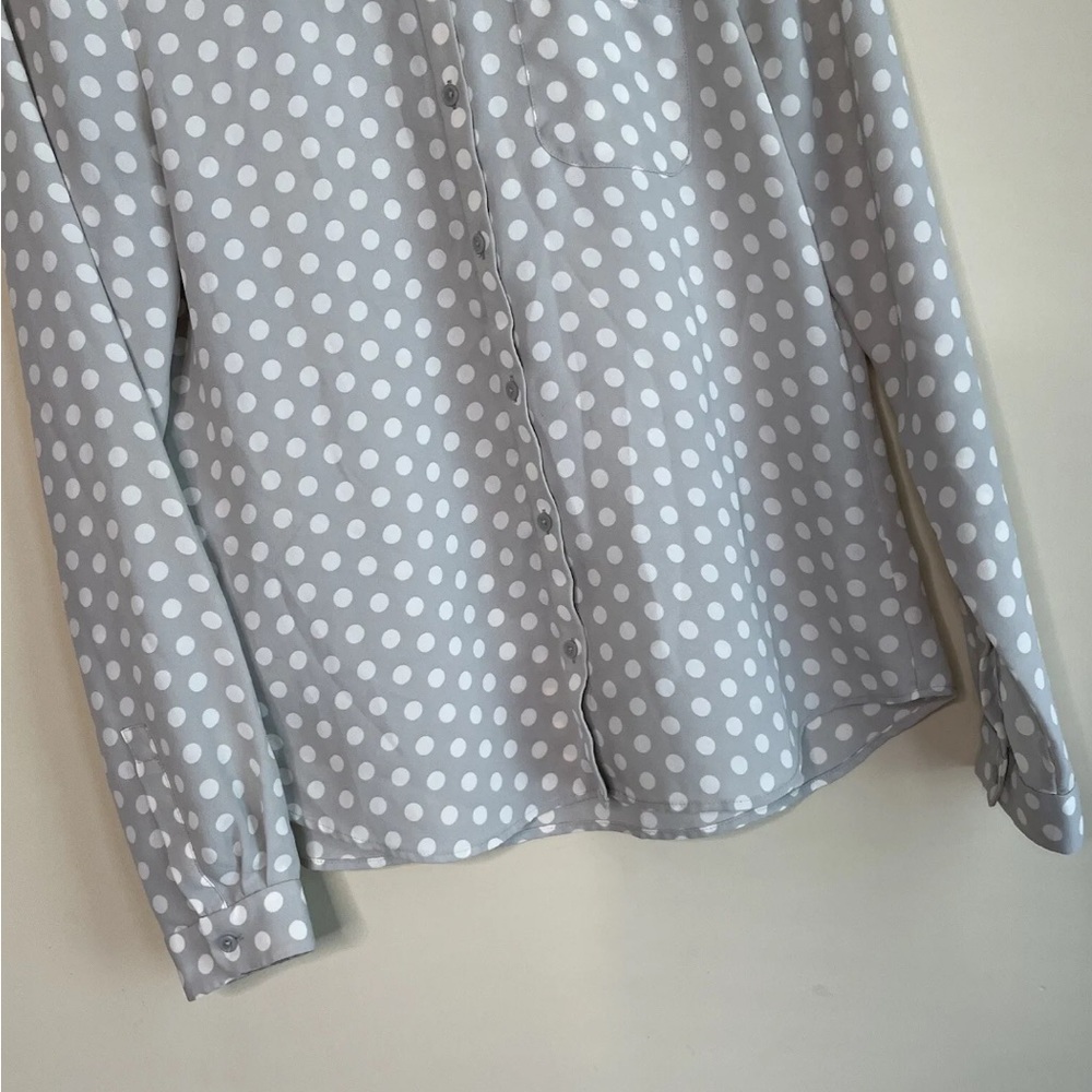 LOFT Gray Polka Dot Button-Down Shirt - Picture 6 of 6
